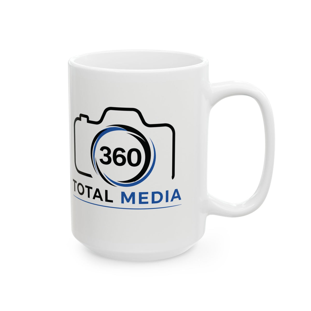Total Media Camera Logo Ceramic Mug — Photographer Coffee Cup (11oz/15oz)