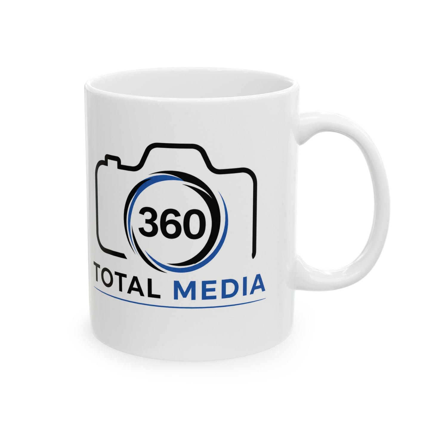 Total Media Camera Logo Ceramic Mug — Photographer Coffee Cup (11oz/15oz)