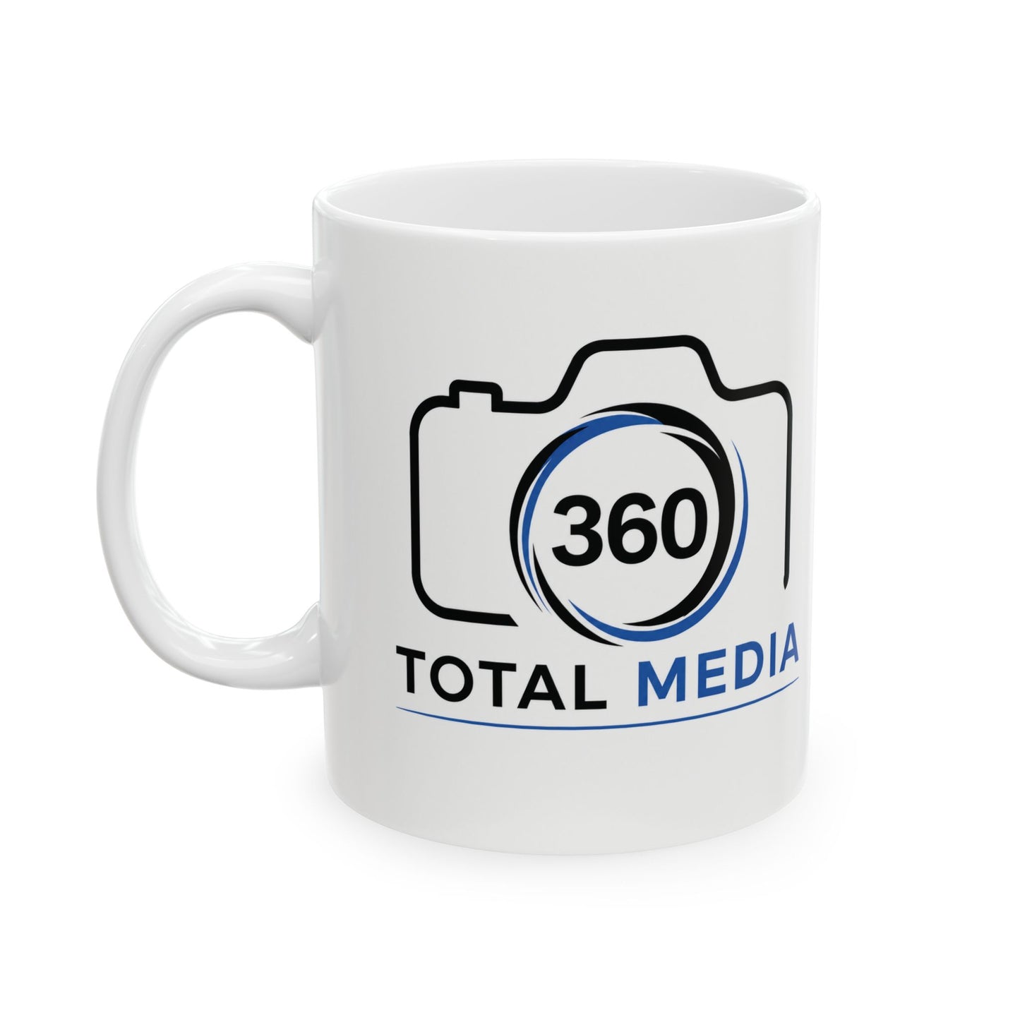 Total Media Camera Logo Ceramic Mug — Photographer Coffee Cup (11oz/15oz)