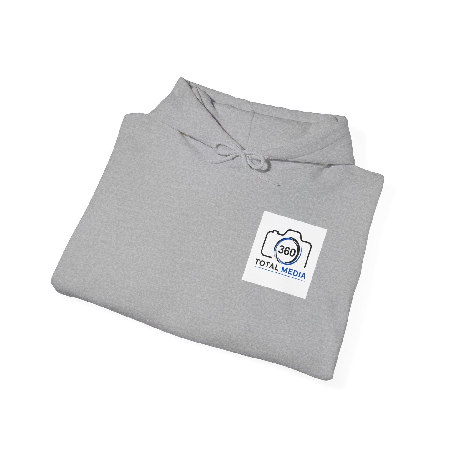 Camera Logo Hoodie with QR Sleeve — White Photography Crew Sweatshirt