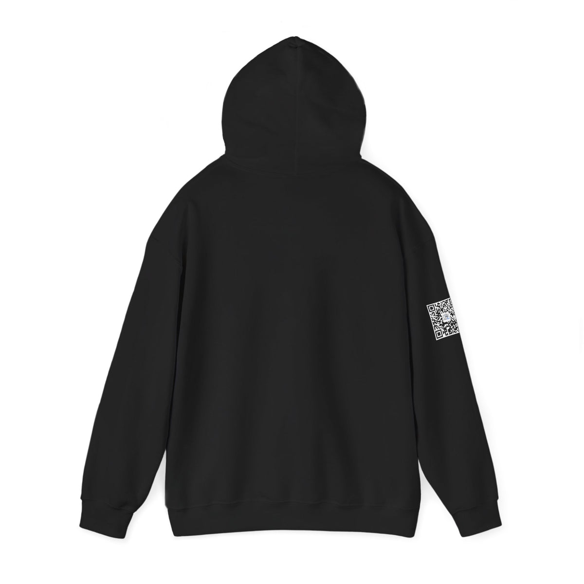 Camera Logo Hoodie with QR Sleeve — White Photography Crew Sweatshirt