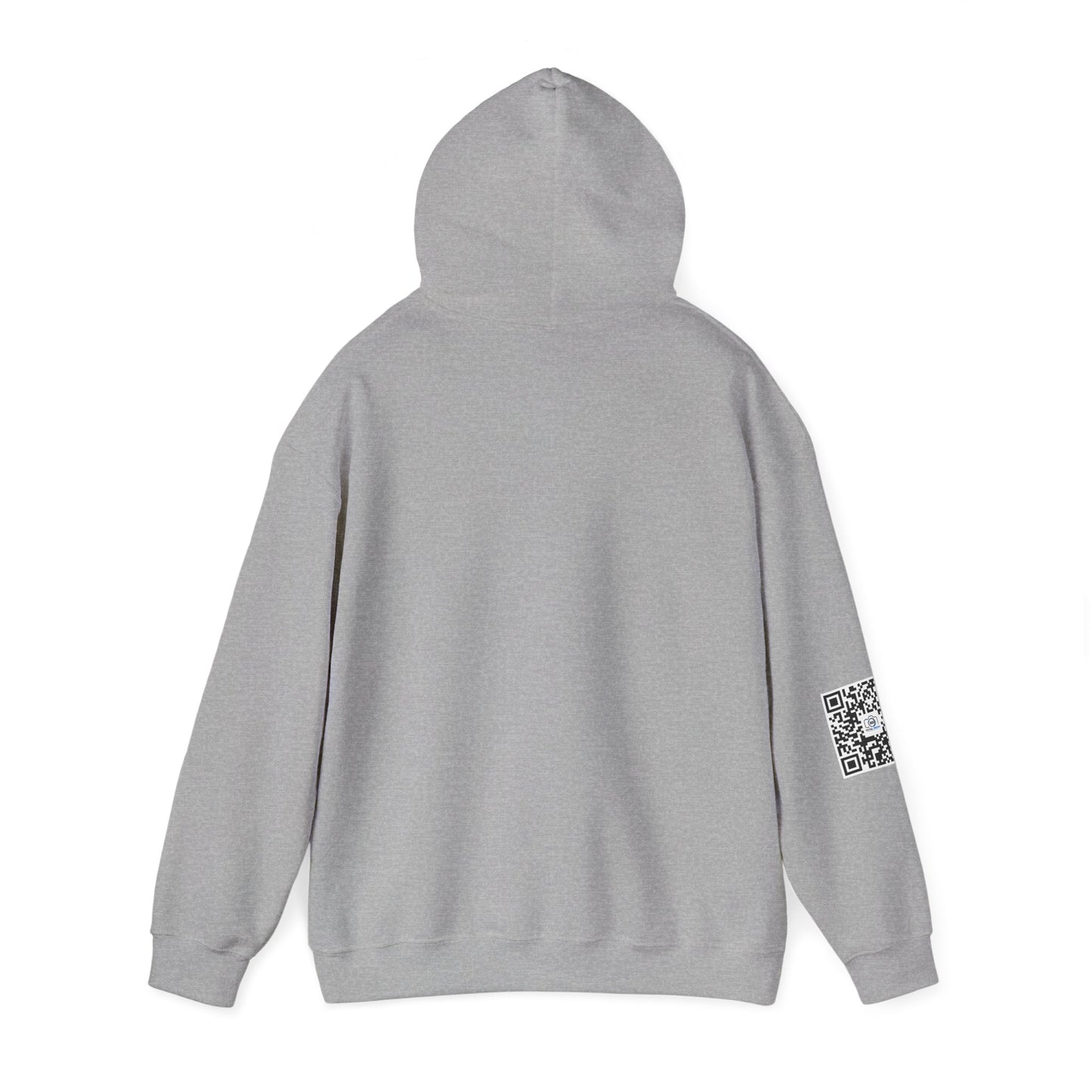 Camera Logo Hoodie with QR Sleeve — White Photography Crew Sweatshirt