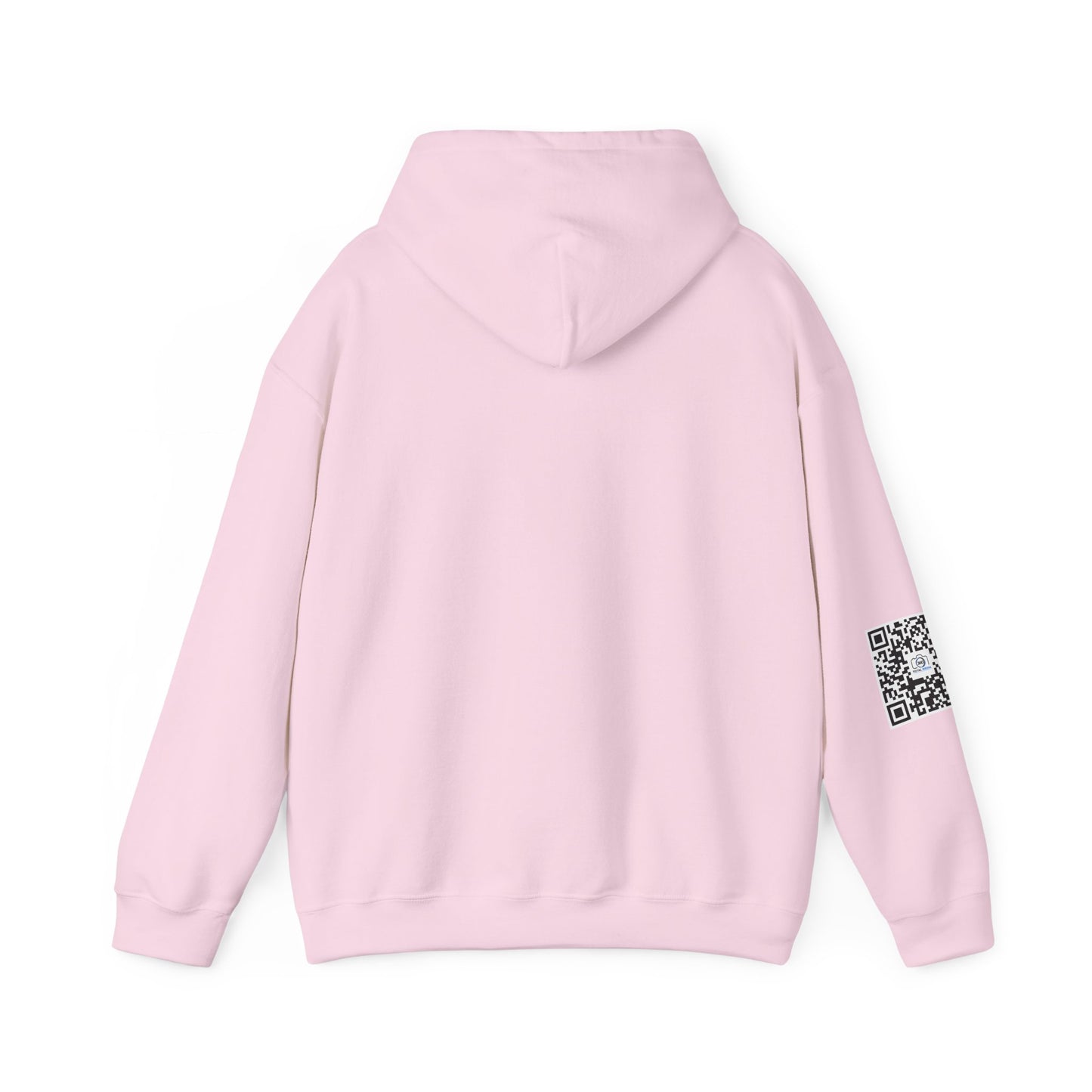 Camera Logo Hoodie with QR Sleeve — White Photography Crew Sweatshirt