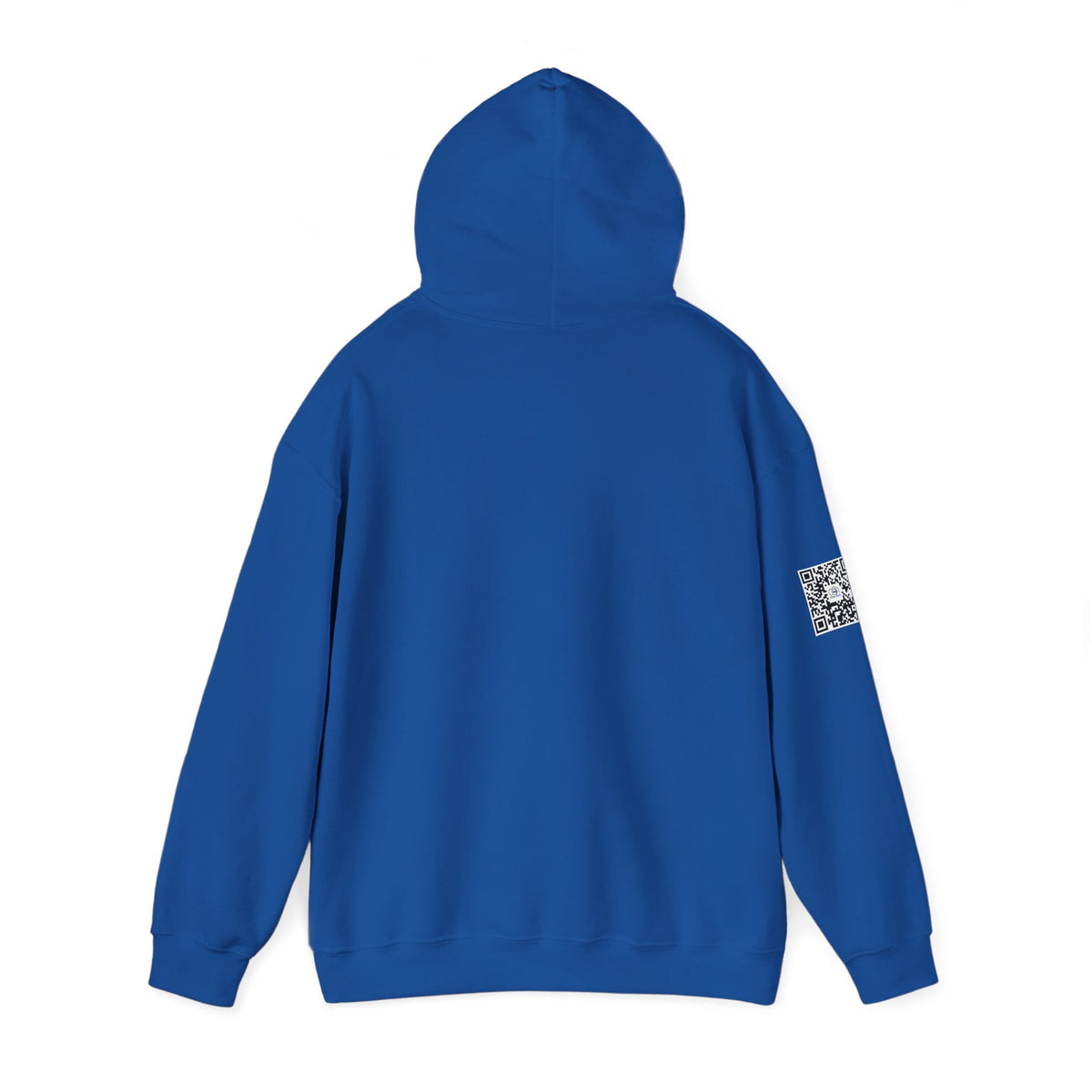 Camera Logo Hoodie with QR Sleeve — White Photography Crew Sweatshirt