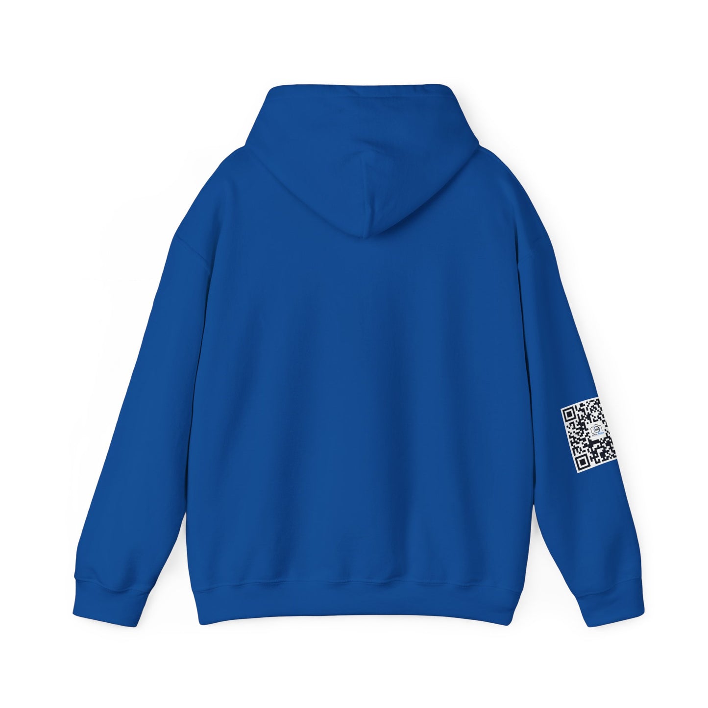 Camera Logo Hoodie with QR Sleeve — White Photography Crew Sweatshirt