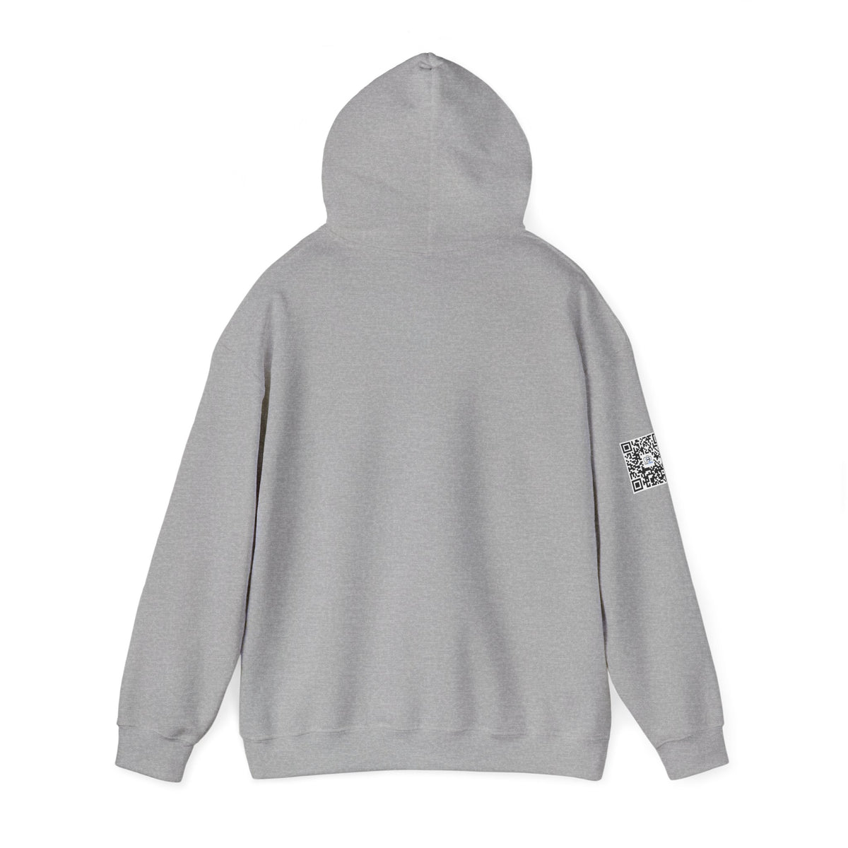 Camera Logo Hoodie with QR Sleeve — White Photography Crew Sweatshirt
