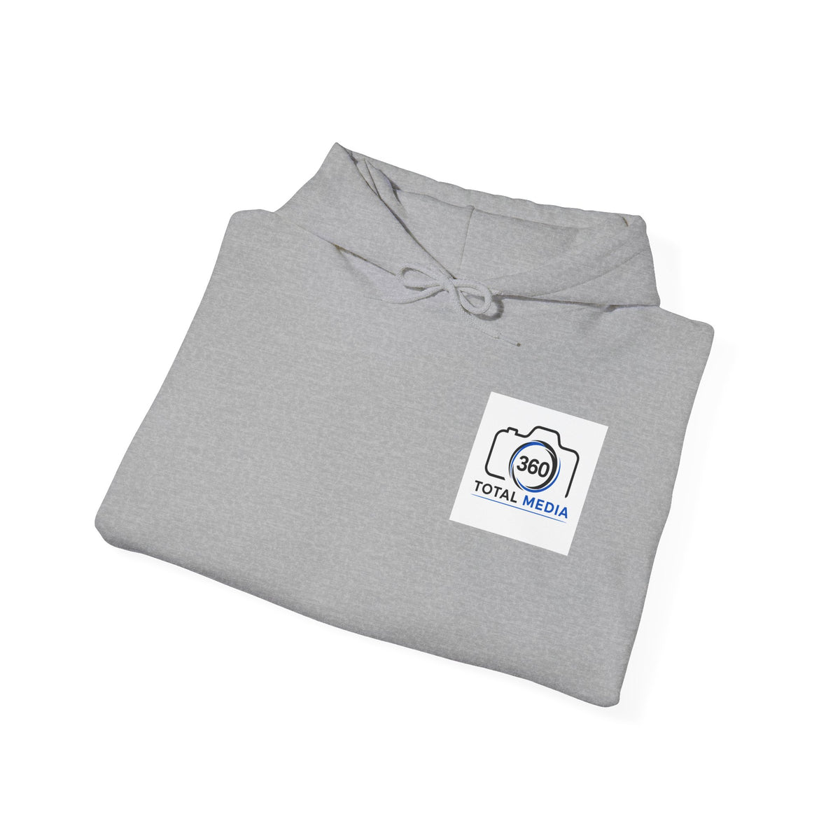 Camera Logo Hoodie with QR Sleeve — White Photography Crew Sweatshirt