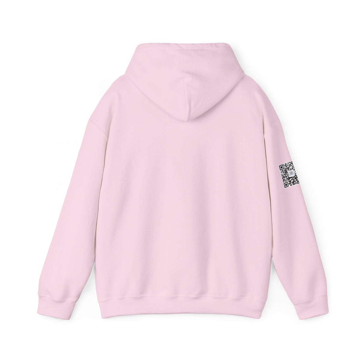 Camera Logo Hoodie with QR Sleeve — White Photography Crew Sweatshirt