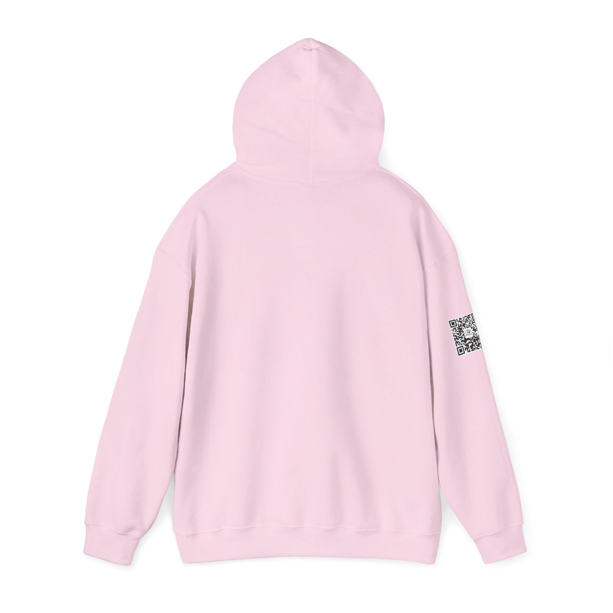 Camera Logo Hoodie with QR Sleeve — White Photography Crew Sweatshirt