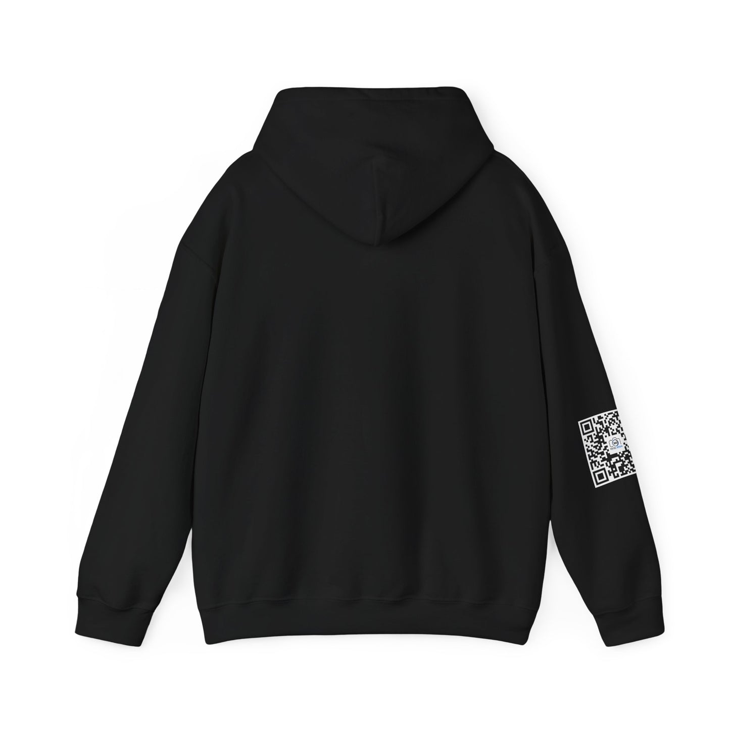 Camera Logo Hoodie with QR Sleeve — White Photography Crew Sweatshirt