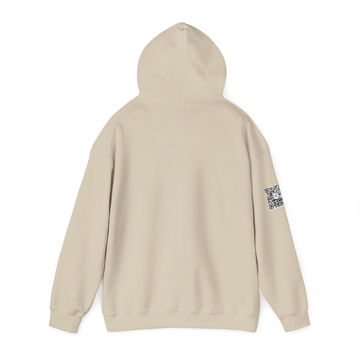 Camera Logo Hoodie with QR Sleeve — White Photography Crew Sweatshirt