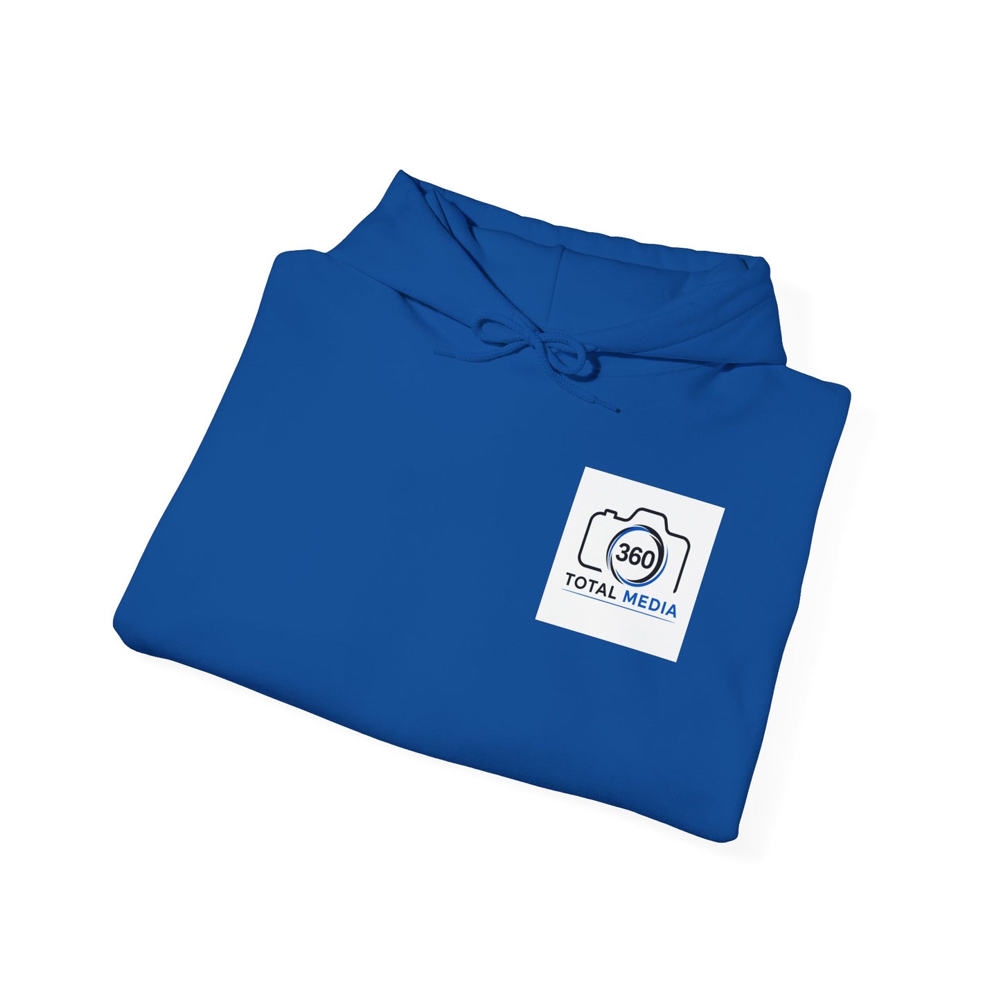 Camera Logo Hoodie with QR Sleeve — White Photography Crew Sweatshirt