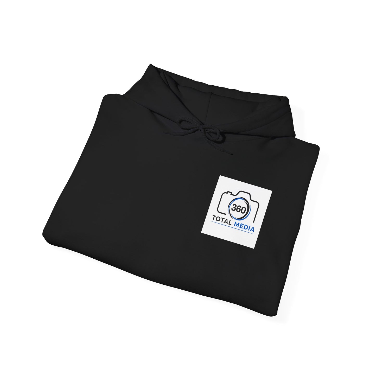 Camera Logo Hoodie with QR Sleeve — White Photography Crew Sweatshirt