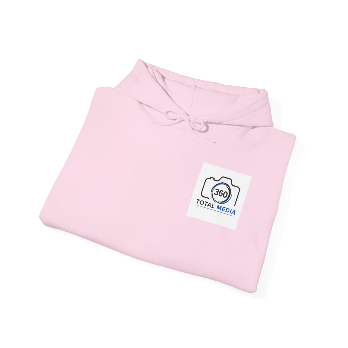 Camera Logo Hoodie with QR Sleeve — White Photography Crew Sweatshirt