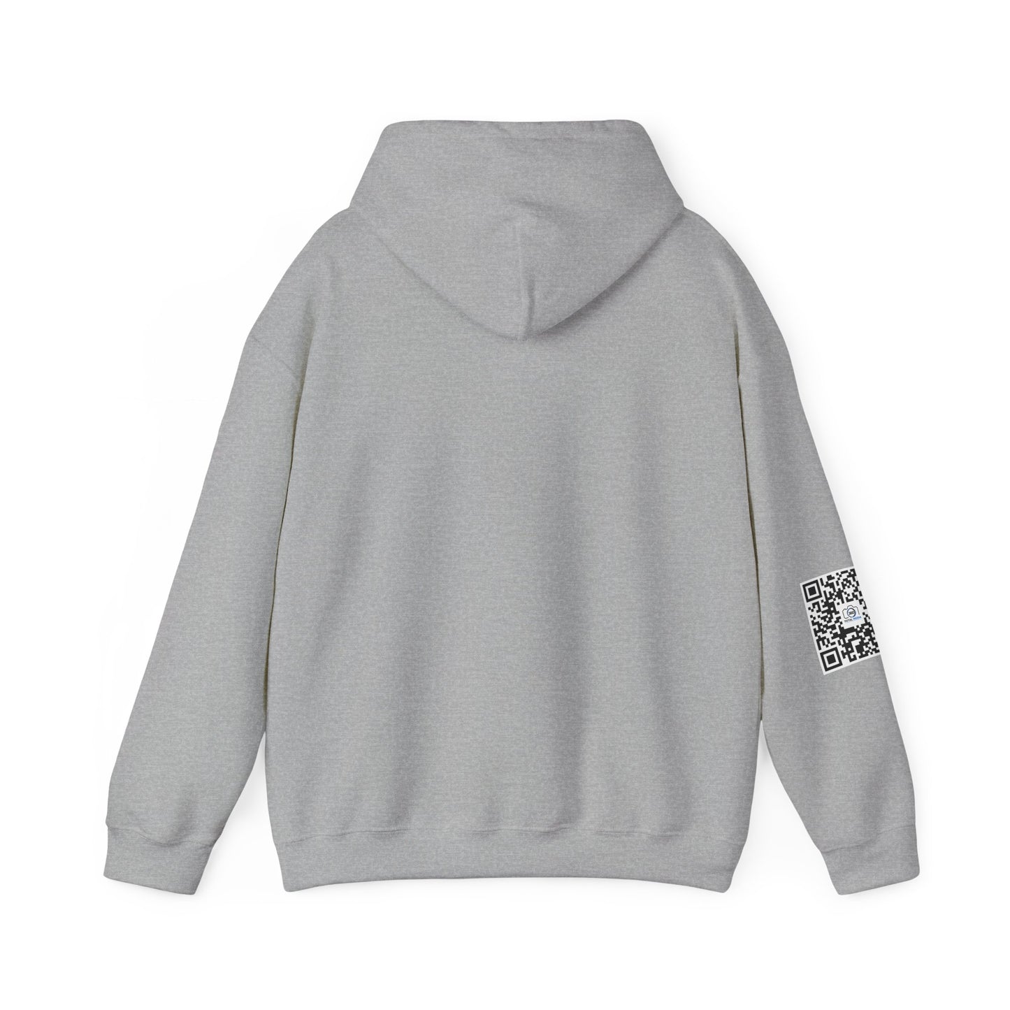 Camera Logo Hoodie with QR Sleeve — White Photography Crew Sweatshirt