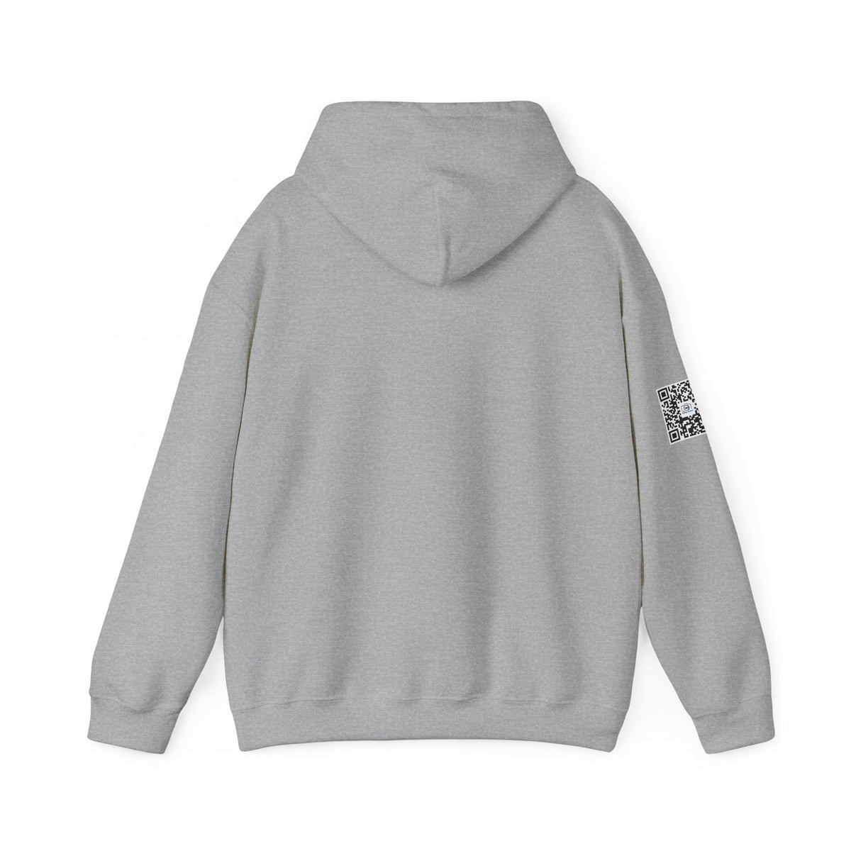 Camera Logo Hoodie with QR Sleeve — White Photography Crew Sweatshirt