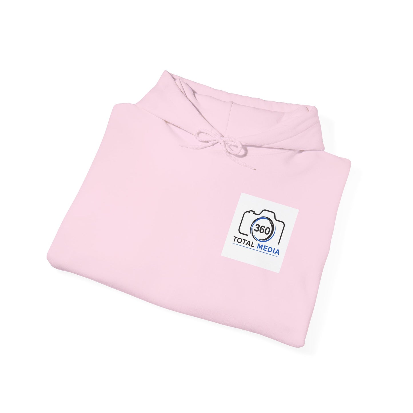 Camera Logo Hoodie with QR Sleeve — White Photography Crew Sweatshirt