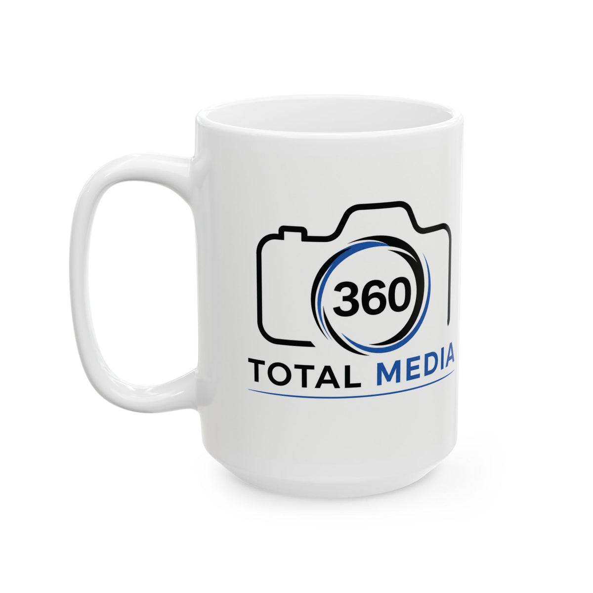 Total Media Camera Logo Ceramic Mug — Photographer Coffee Cup (11oz/15oz)